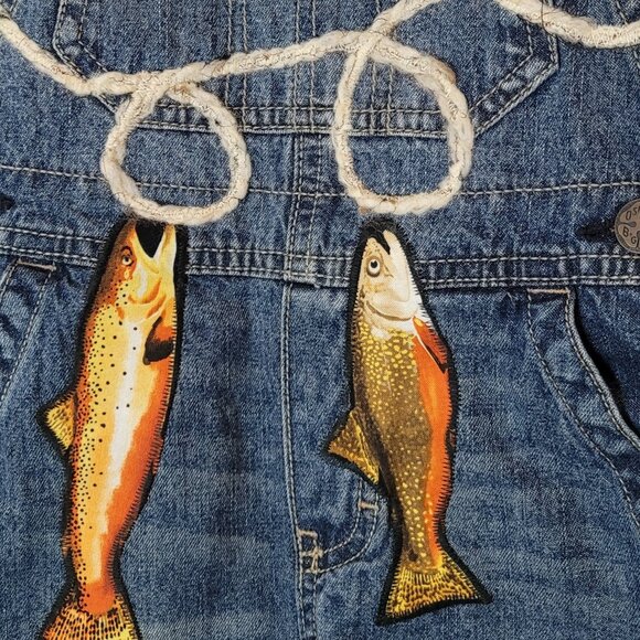 OshKosh B'Gosh Custom Embroidered Fishing Overalls, Youth Size 3T 100% Cotton - Picture 2 of 5
